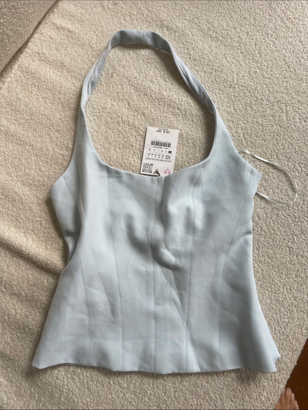 Zara Pale Blue Halter Corset-Style Camisole